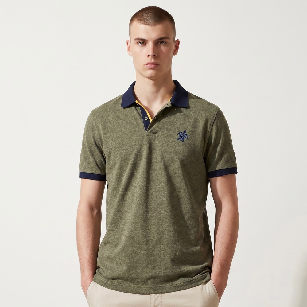 Vilebrequin Polo Shirt Mens XXL Olive Green Short Sleeve Pique Cotton Logo